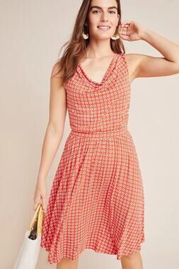 ⚡️2/$25 Anthropologie Maeve Brianne Floral Cowl Neck Mini Dress Small Sleeveless